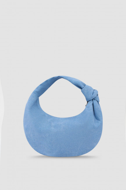Джинсовая сумка хобо с декоративным узлом