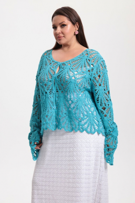 Кардиган кроше из хлопка – фото – Plus Size 50–64 – Моно-Стиль