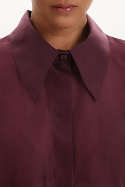 Блузка из тенселя с модельным воротником