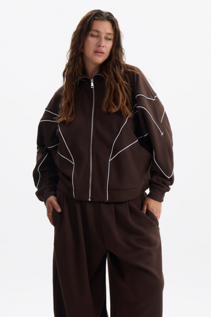 Костюм с палаццо и свитшотом на молнии – фото – Plus Size 50–64 – Моно-Стиль
