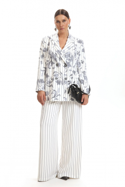 Брюки палаццо с принтом полоска