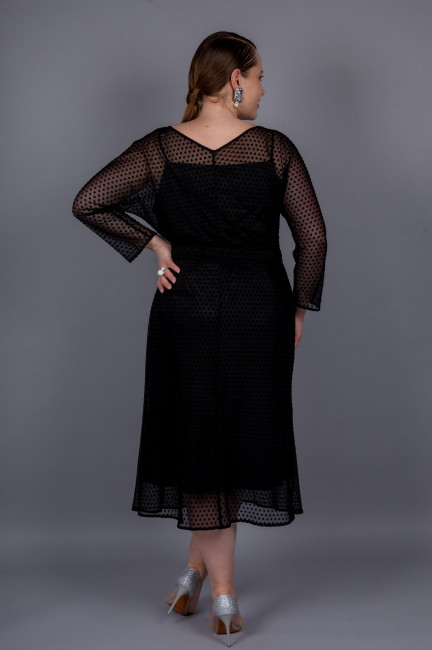Комбинированное платье черного цвета с органзой