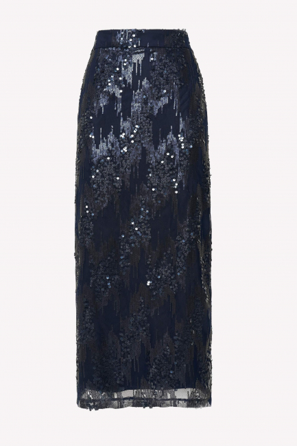 Юбка карандаш с пайетками и шелковой подкладкой