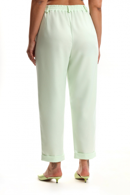 Брюки с подворотом из хлопка с добавлением льна