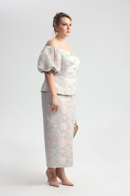 Жакет из жаккарда со спущенным плечом