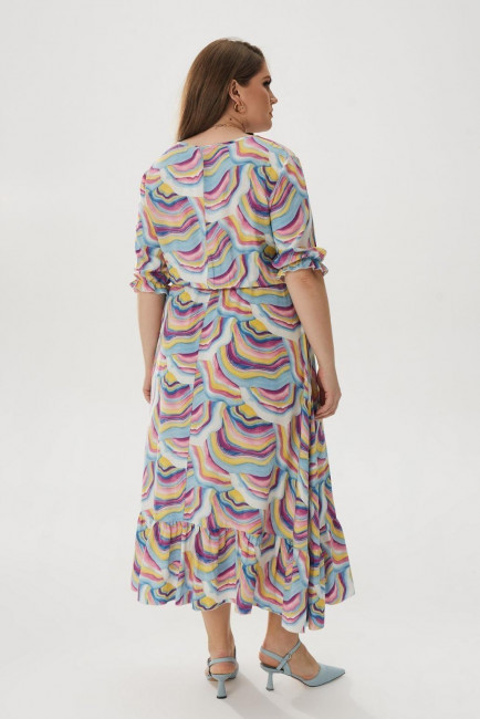 Платье из штапеля с воланом и принтом заказать онлайн