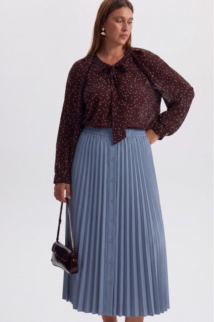 Юбка плиссе макси голубого цвета – фото – Plus Size 50–64 – Моно-Стиль