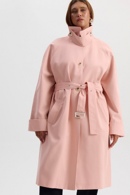 Тренч из хлопка розового цвета – фото – Plus Size 50–64 – Моно-Стиль
