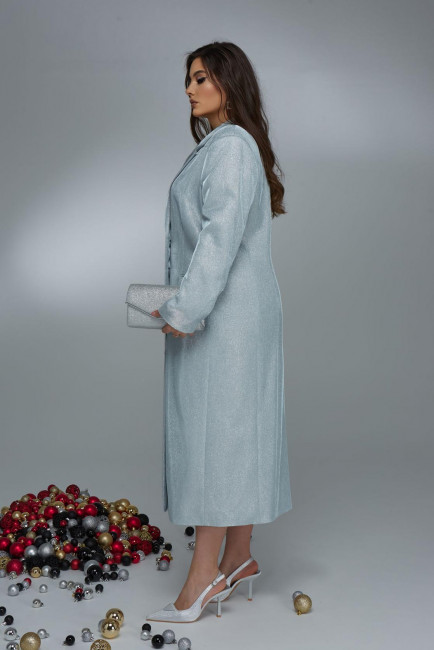 Максимально длинное платье пиджак с серебряным блеском