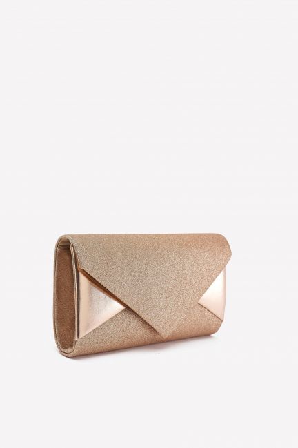 Клатч с атласной и металлизированной кожей