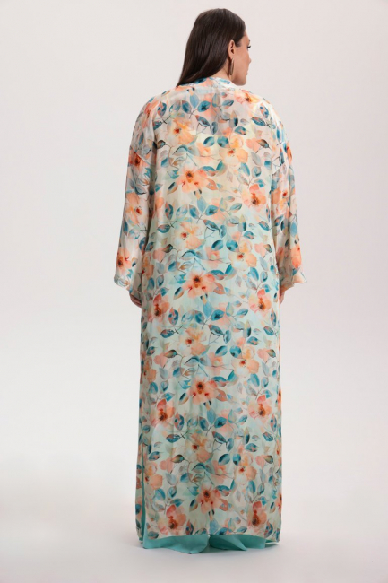 Кардиган парео из поливискозы с синим принтом – фото – Plus Size 50–64 – Моно-Стиль