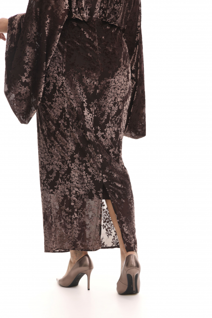 Платье с принтом из набивного бархата и рукавом жиго