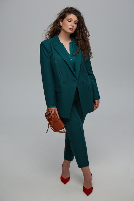 Зеленый пиджак полуприлегающего силуэта из смесовой шерсти купить