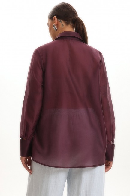 Блузка из тенселя с модельным воротником