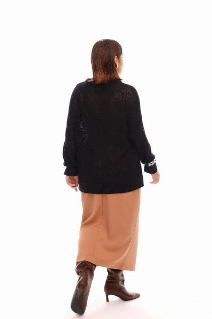 Джемпер сетка черного цвета из смесового хлопка Джемпер сетка черного цвета из смесового хлопка