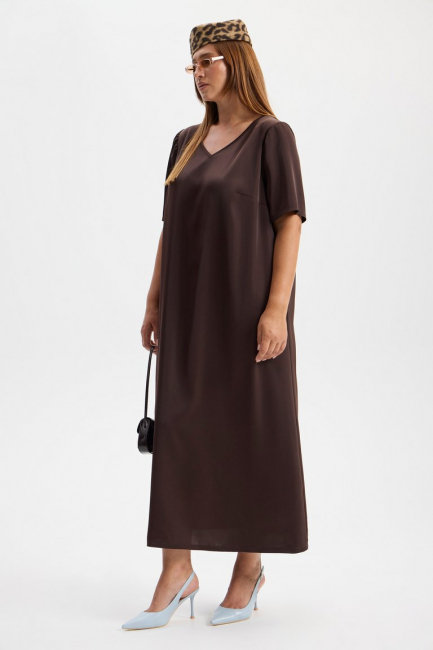 Платье с коротким рукавом в бельевом стиле – фото – Plus Size 50–64 – Моно-Стиль