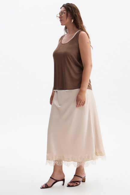Юбка слип с кружевом и принтом сердечки – фото – Plus Size 50–64 – Моно-Стиль