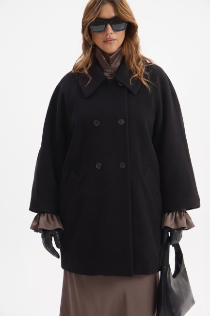 Полупальто реглан из смесовой шерсти – фото – Plus Size 50–64 – Моно-Стиль