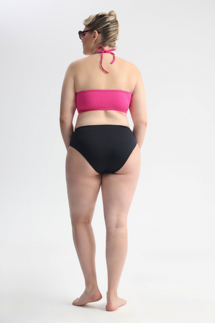 Топ бра халтер из ткани в рубчик со вставками сетка