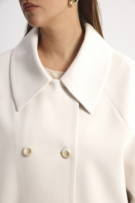 Полупальто реглан с  принтом хэрингбон