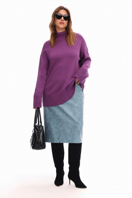 Фиолетовый джемпер relaxed fit из смесового хлопка