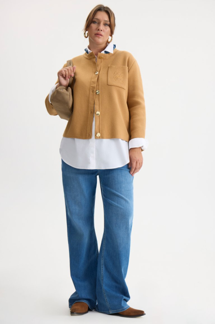 Жакет с акцентной рюшкой и карманом – фото – Plus Size 50–64 – Моно-Стиль