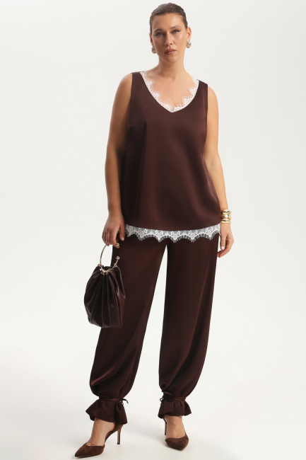 Брюки палаццо из поливискозы с завязками энкл тай