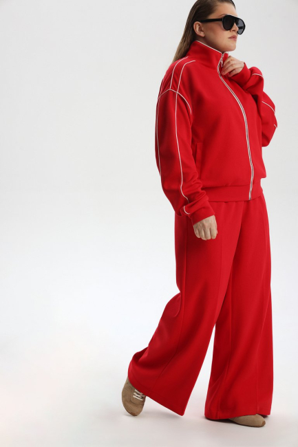 Свитшот с воротником стойка и палаццо – фото – Plus Size 50–64 – Моно-Стиль