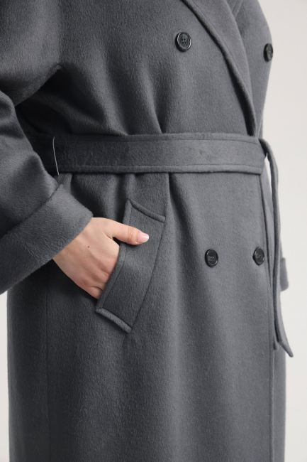 Пальто реглан из шерсти серого цвета