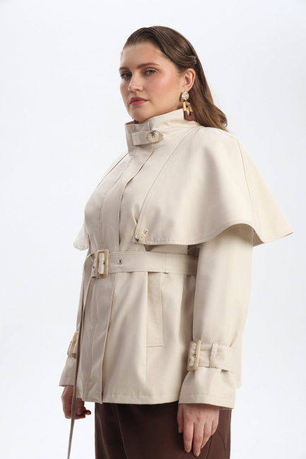 Тренч миди со съемной пелериной