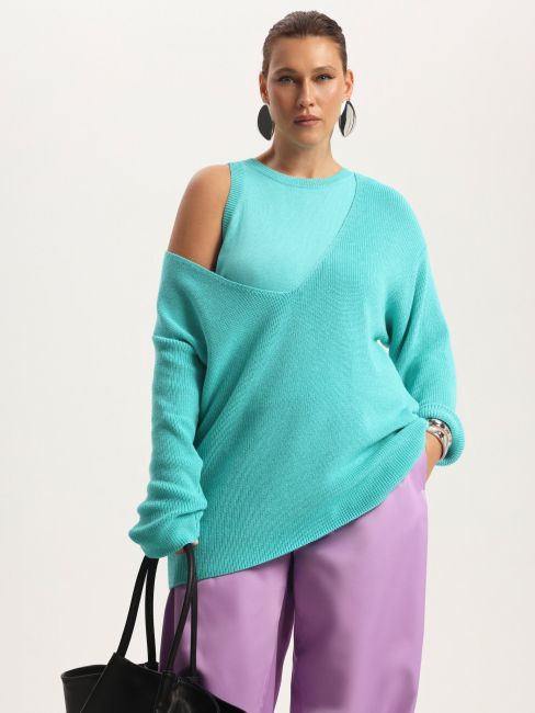 Комплект из вязаного трикотажа майка и пуловер