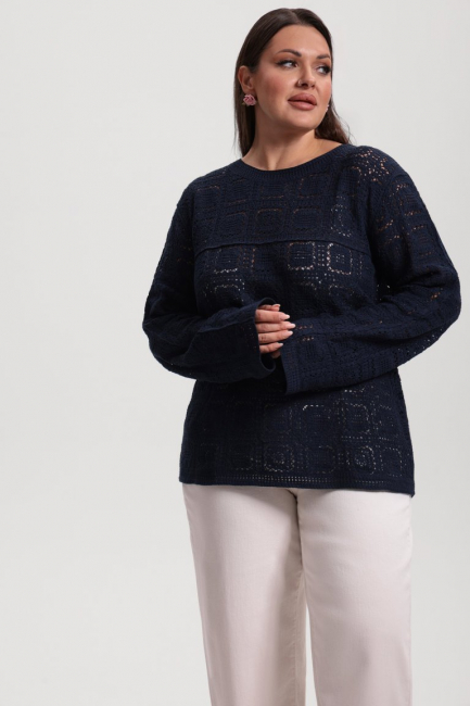 Джемпер кроше с длинным рукавом – фото – Plus Size 50–64 – Моно-Стиль