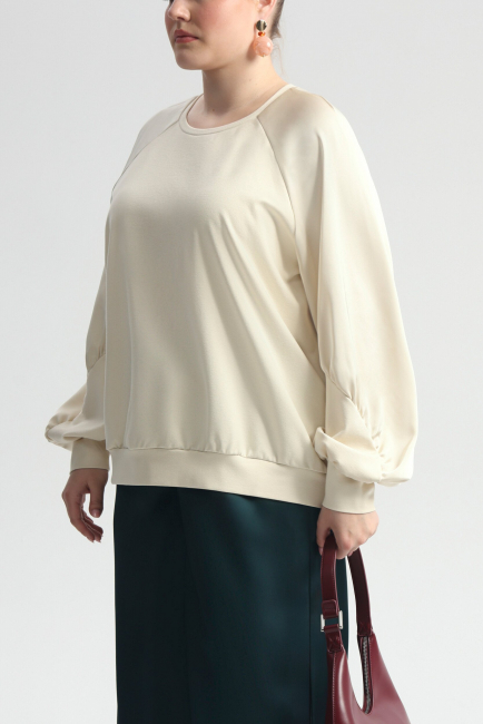 Свитшот из трикотажа с комбинированным рукавом