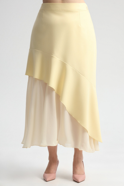 Комбинированная юбка с воланом и шифоном