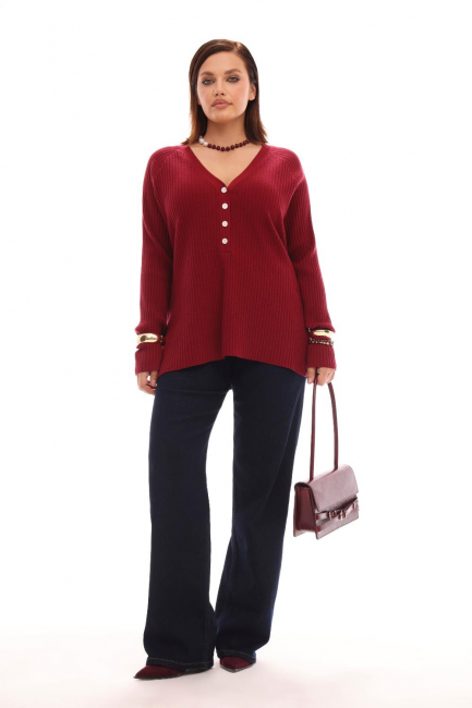 Джемпер лапша на пуговицах в оттенке бордо