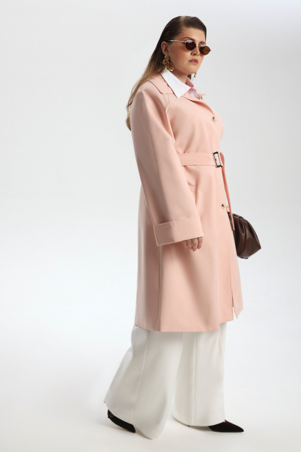 Тренч с добавлением хлопка розового цвета