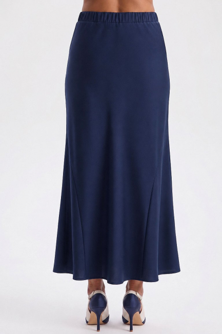 Юбка из синей поливискозы с баской – фото – Plus Size 50–64 – Моно-Стиль