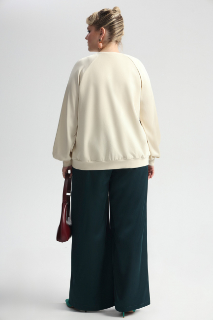 Свитшот из трикотажа с комбинированным рукавом