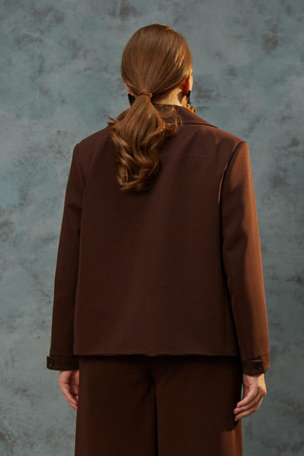 Куртка жакет на молнии темно-коричневого цвета