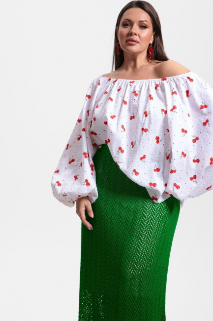 Блузка кантри с английской вышивкой – фото – Plus Size 50–64 – Моно-Стиль