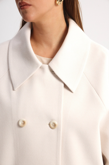 Полупальто реглан с  принтом хэрингбон