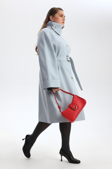 Тренч голубого цвета с добавлением хлопка