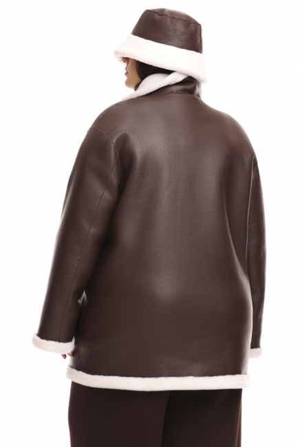 Панама из шерсти мериноса на экокоже наппа в оттенке шоколад