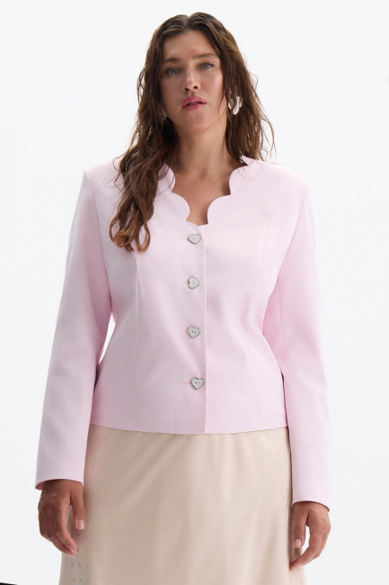 Жакет с фигурным бо́ртом из хлопка – фото – Plus Size 50–64 – Моно-Стиль