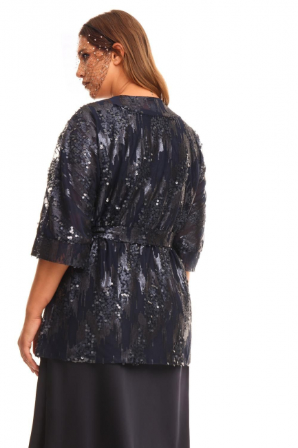 Блуза кимоно с пайетками на подкладке сетка