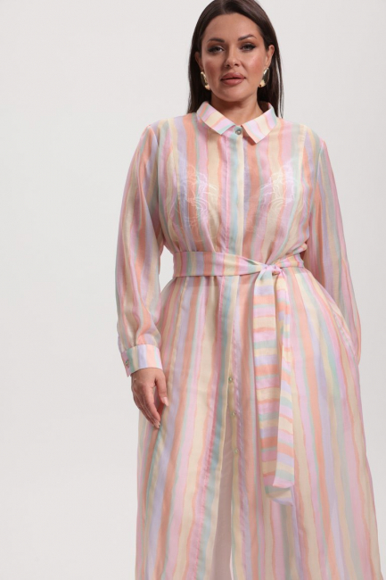 Платье рубашка из тенселя в полоску – фото – Plus Size 50–64 – Моно-Стиль