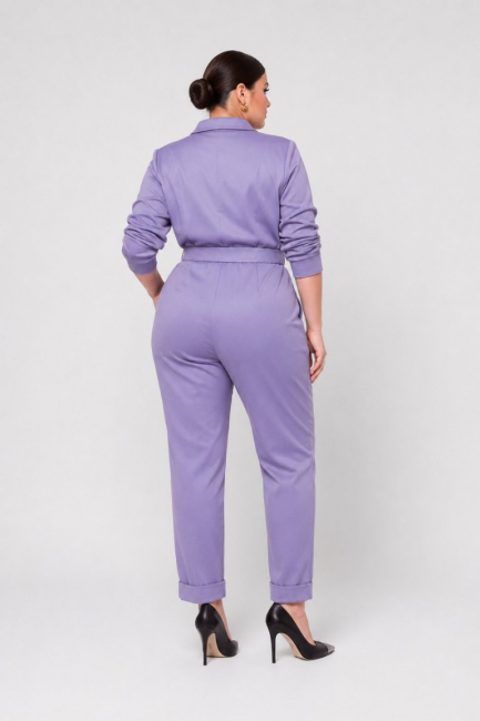 Комбинезон из смесовой вискозы с шалевым воротником – фото – Plus Size 50–64 – Моно-Стиль