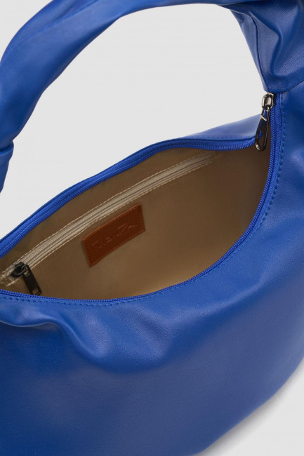 Синяя сумка хобо с декоративным узлом