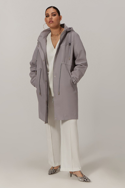 Парка тренч с капюшоном – фото – Plus Size 50–64 – Моно-Стиль