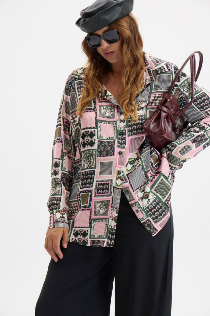 Блузка с принтом печворк – фото – Plus Size 50–64 – Моно-Стиль